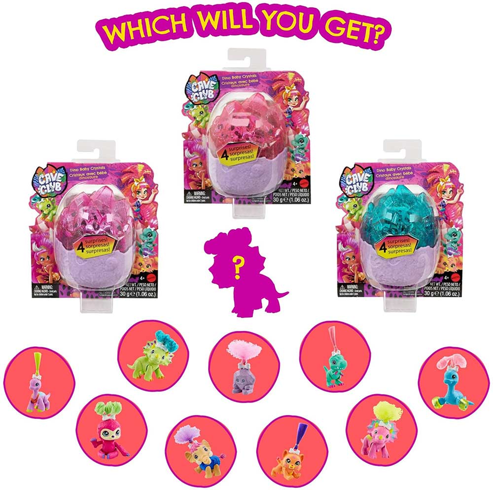 Collectible Animal Unboxing Toy for 4 Year Olds and Up Cave Club Dino Baby Crystals Surprise Pet with Accessories and Slime Or Moldable Sand 
