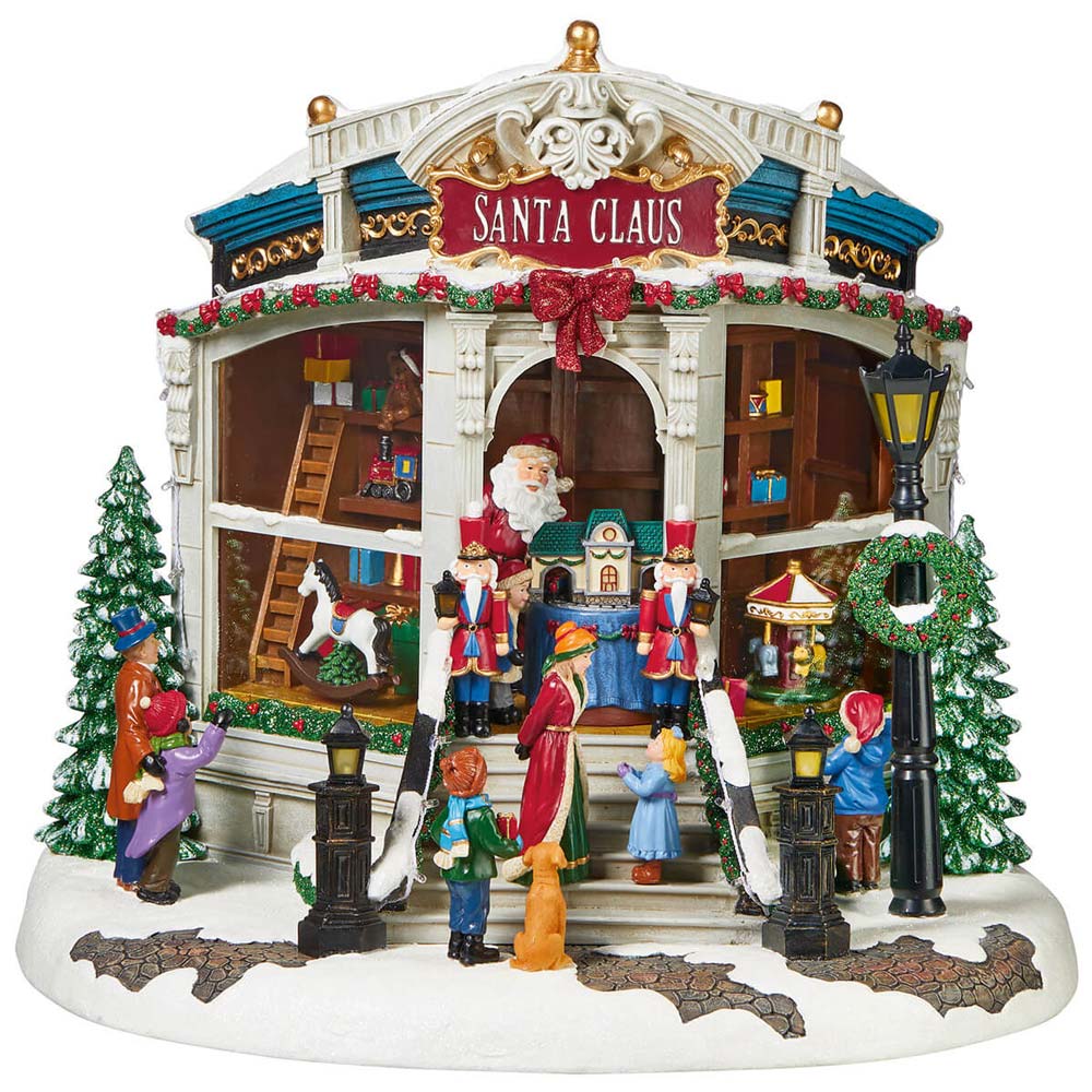 Animated Christmas Santa's Toy Shop Decoration