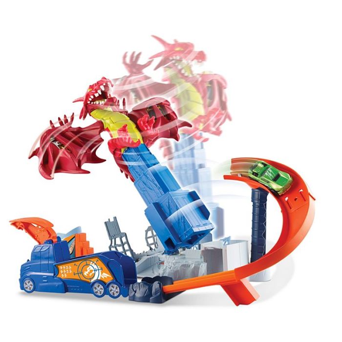 Hot Wheels Dragon Blast Play Set With 18 Cars Toy Deals