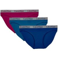 Calvin Klein Women's 3 Pack Carousel Bikini Panty (Blue, Navy & Fuchsia)-XL