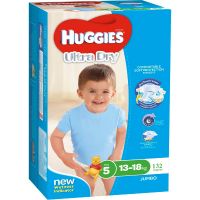 Huggies Ultra Dry Nappies Boy Walker 132 Disposable Size 13-18kg
