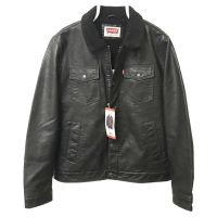 Levi's Men's Faux-Leather Trucker Jacket with Sherpa Lining-M