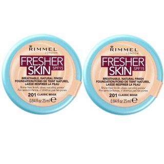 2 X Rimmel Fresher Skin Foundation 201 Classic Beige SPF15 25ml