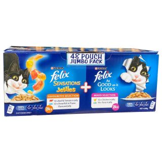 48 x 85g Felix Sensations Jellies Cat Food Pouches