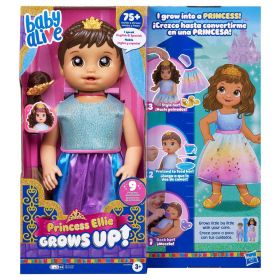 Baby Alive Princess Ellie Grows Up! Growing and Talking Baby Doll - Brown Hair