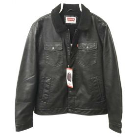 Levi's Men's Faux-Leather Trucker Jacket with Sherpa Lining