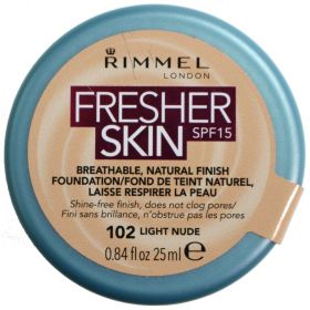 Rimmel 25mL Fresher Skin Foundation 102 Light Nude SPF 15 +