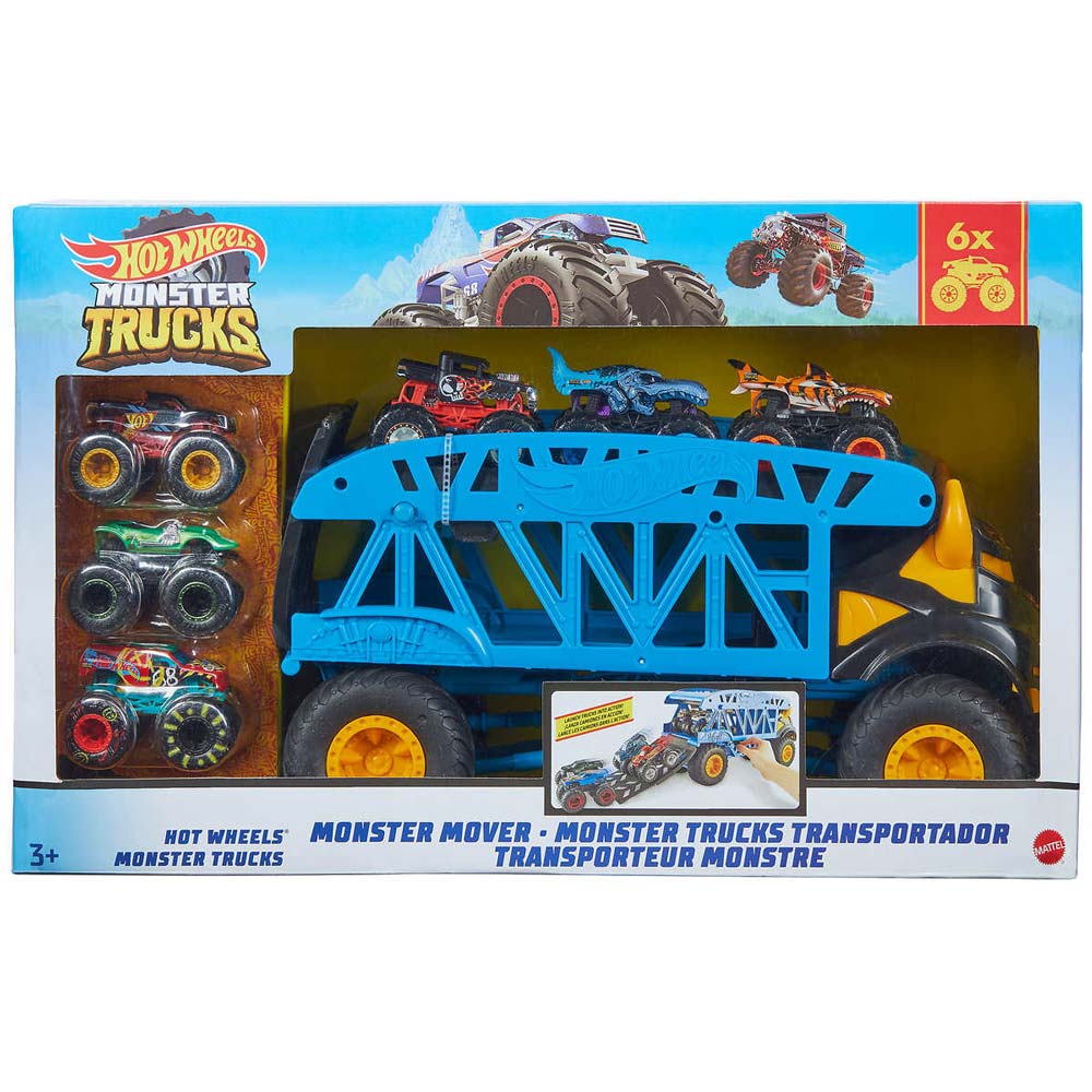 Monster Trucks Monster Mover + 3 Trucks Vehicle by Hot Wheels at