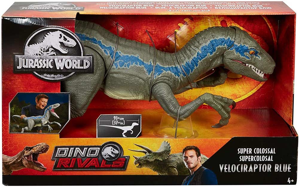 Jurassic World Dino Rivals Super Colossal Velociraptor Blue
