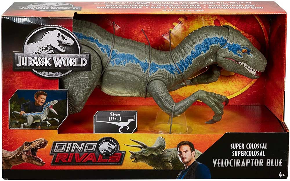 jurassic world super colossal velociraptor blue